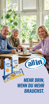 all in® Info Aufbaunahrung - Mehr DRIN, wenn du mehr brauchst!