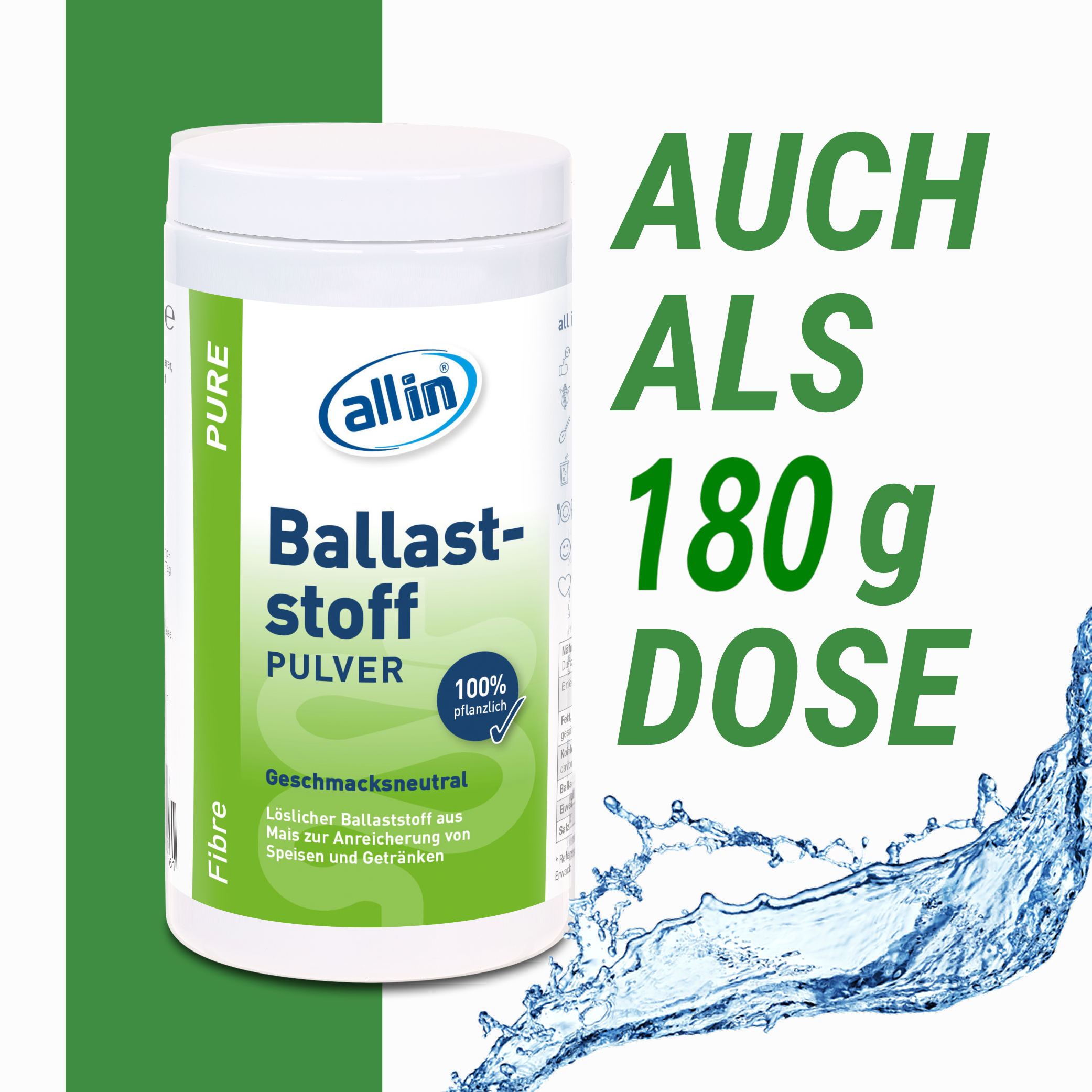 all in® PURE Fibre Ballaststoff Pulver (100 x 7g) Sticks