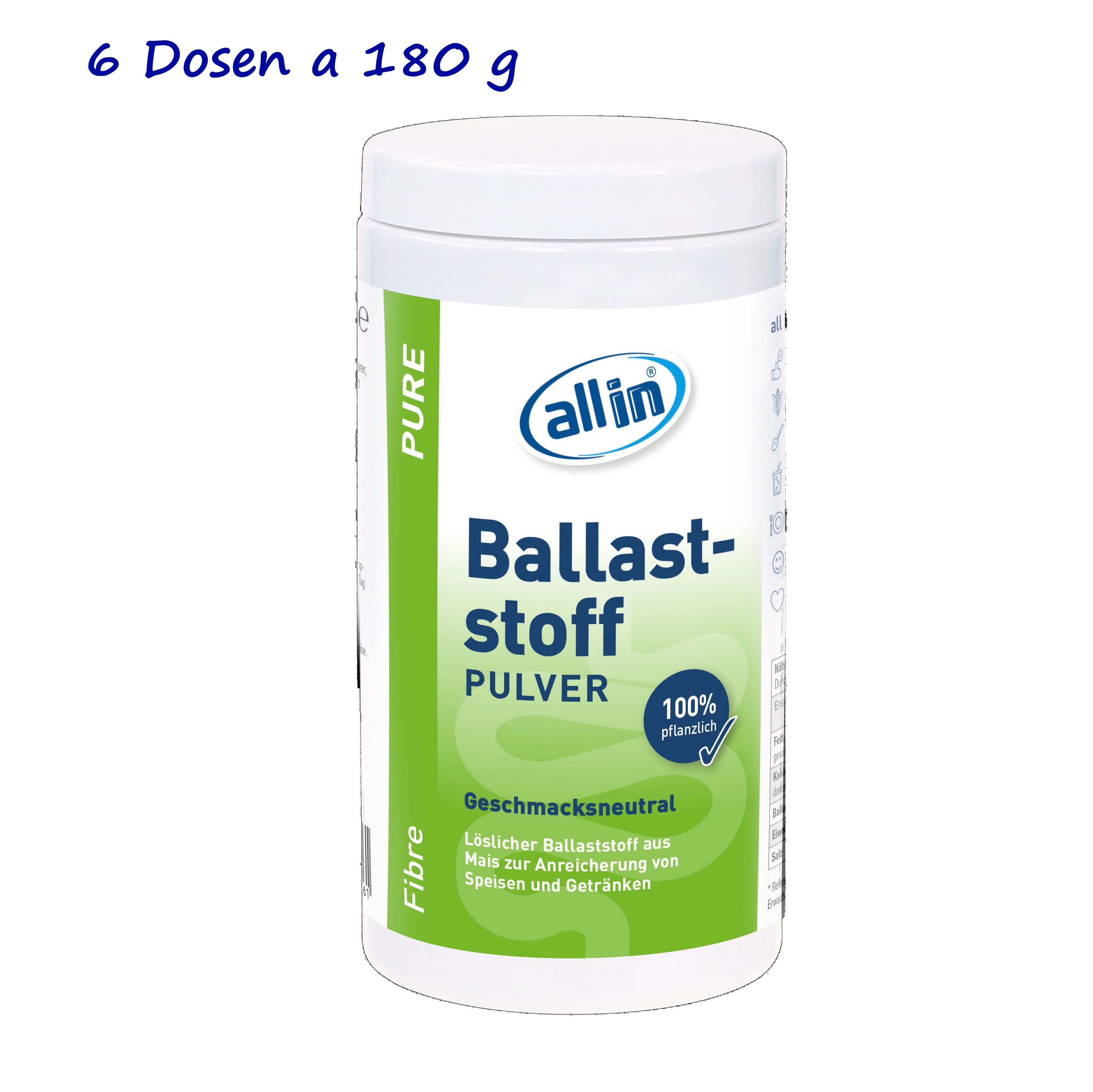 all in® PURE Fibre Ballaststoff Pulver (1 x 180 g)