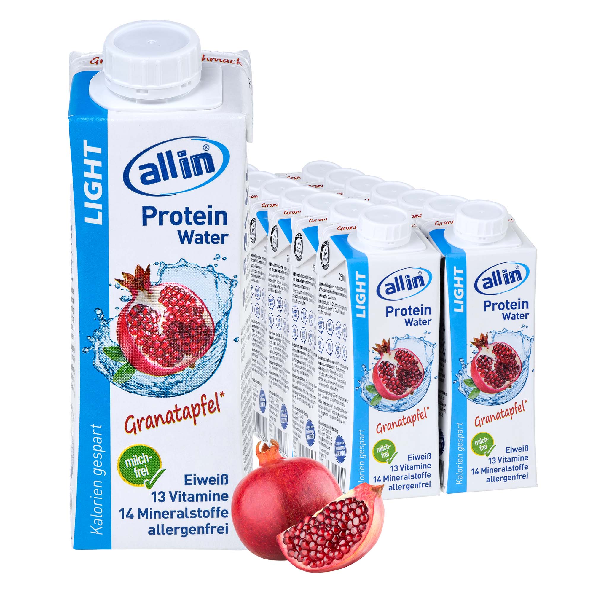 all in&reg; LIGHT Protein Water Granatapfel 14x250 ml