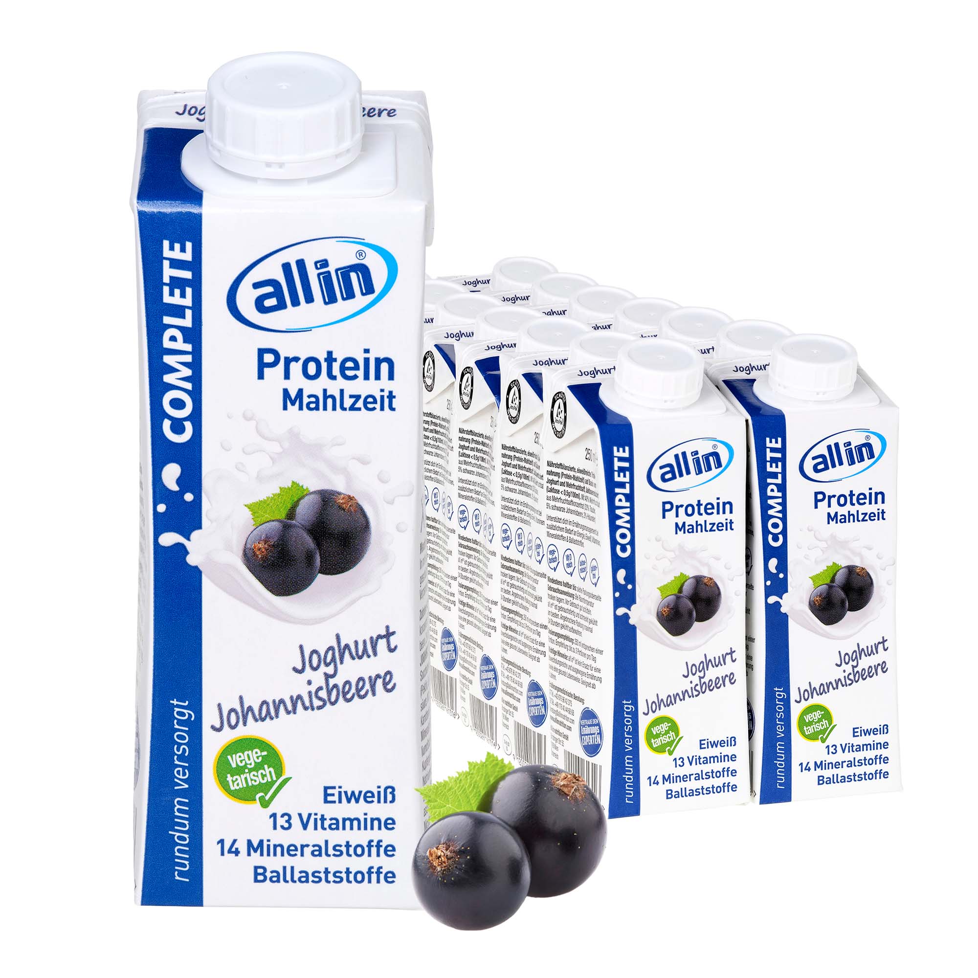 all in&reg; COMPLETE Protein Mahlzeit Joghurt Johannisbeere 14x250 ml