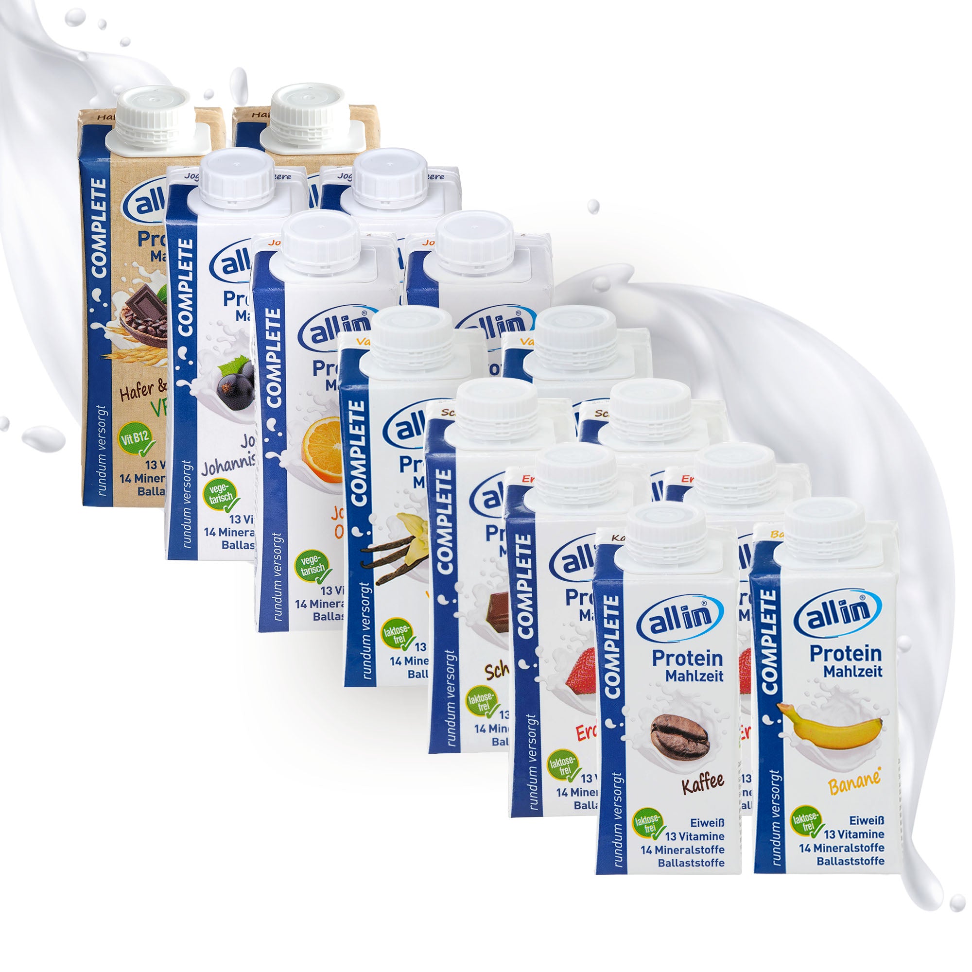 all in® 8er MIX alle COMPLETE Sorten (14 x 200/250ml)