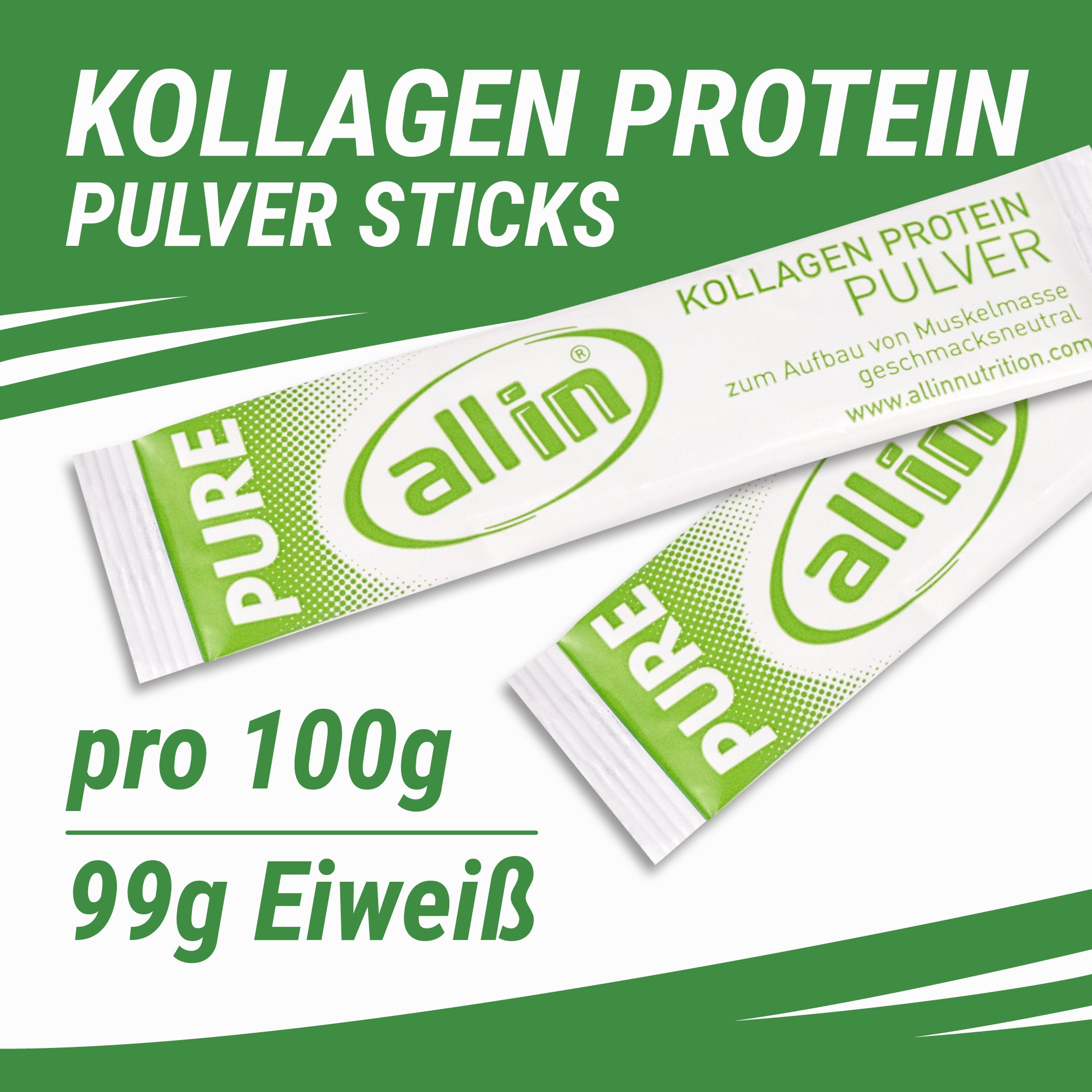 all in® PURE KOLLAGEN Protein Pulver STICKS (100 x 5 g)