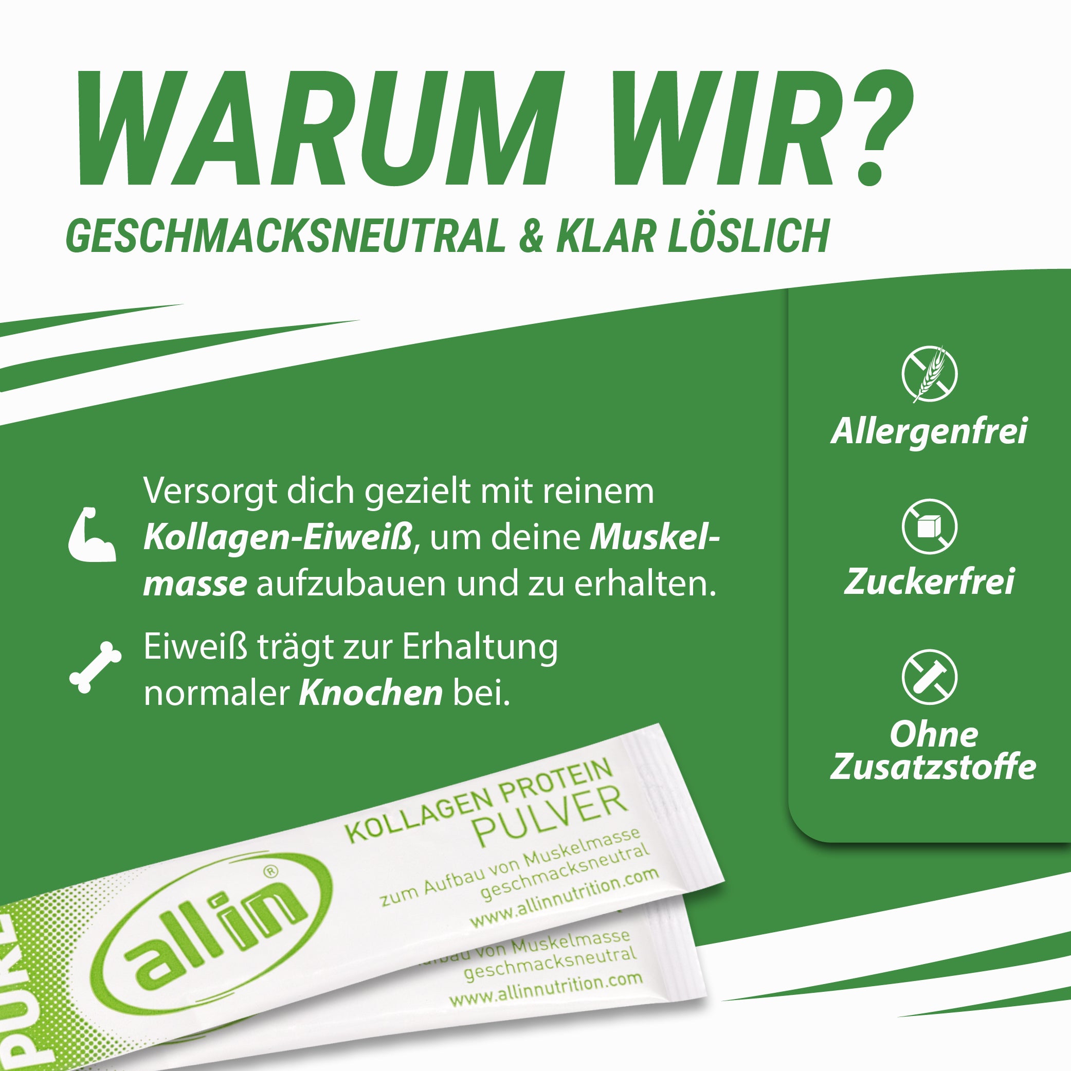 all in® PURE KOLLAGEN Protein Pulver STICKS (100 x 5 g)