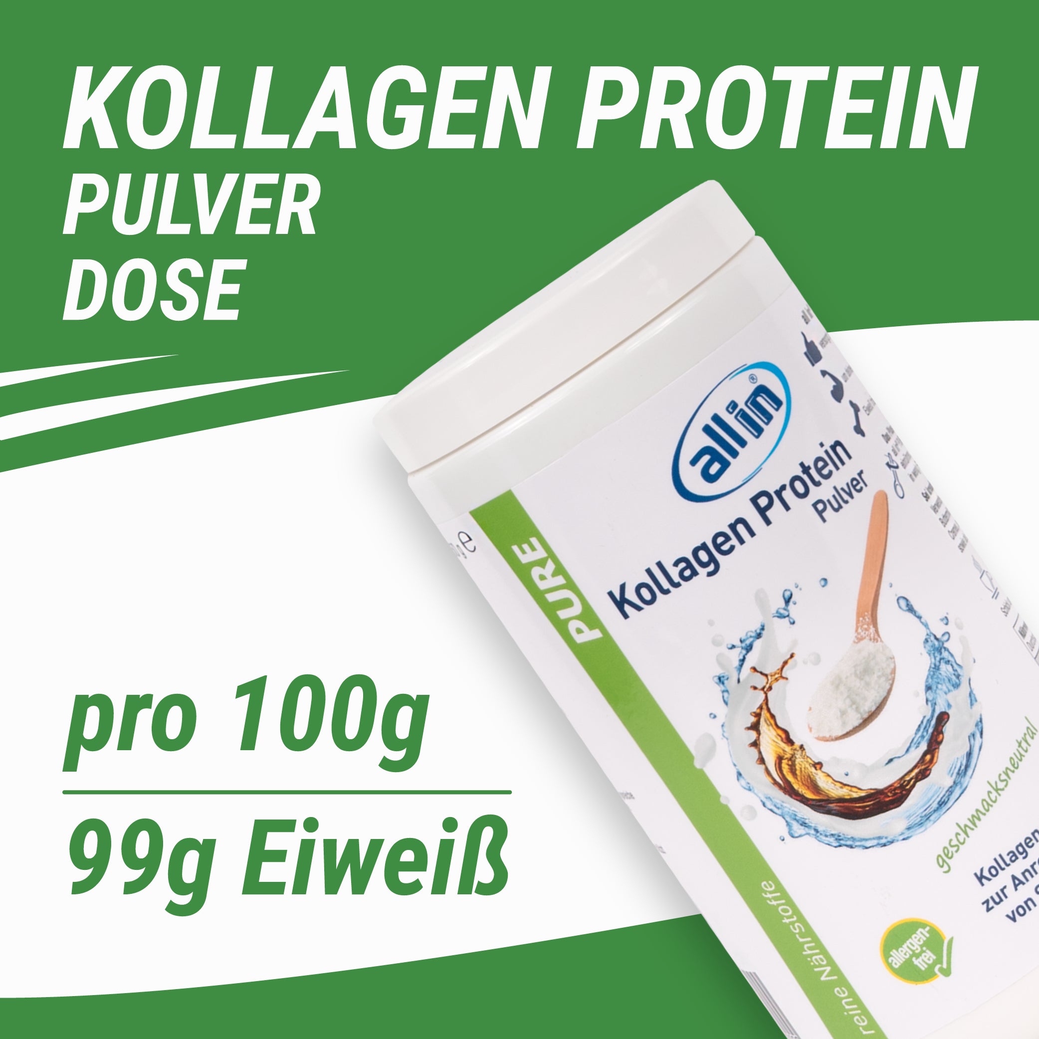 all in® PURE KOLLAGEN Protein Pulver (1 x 150 g)