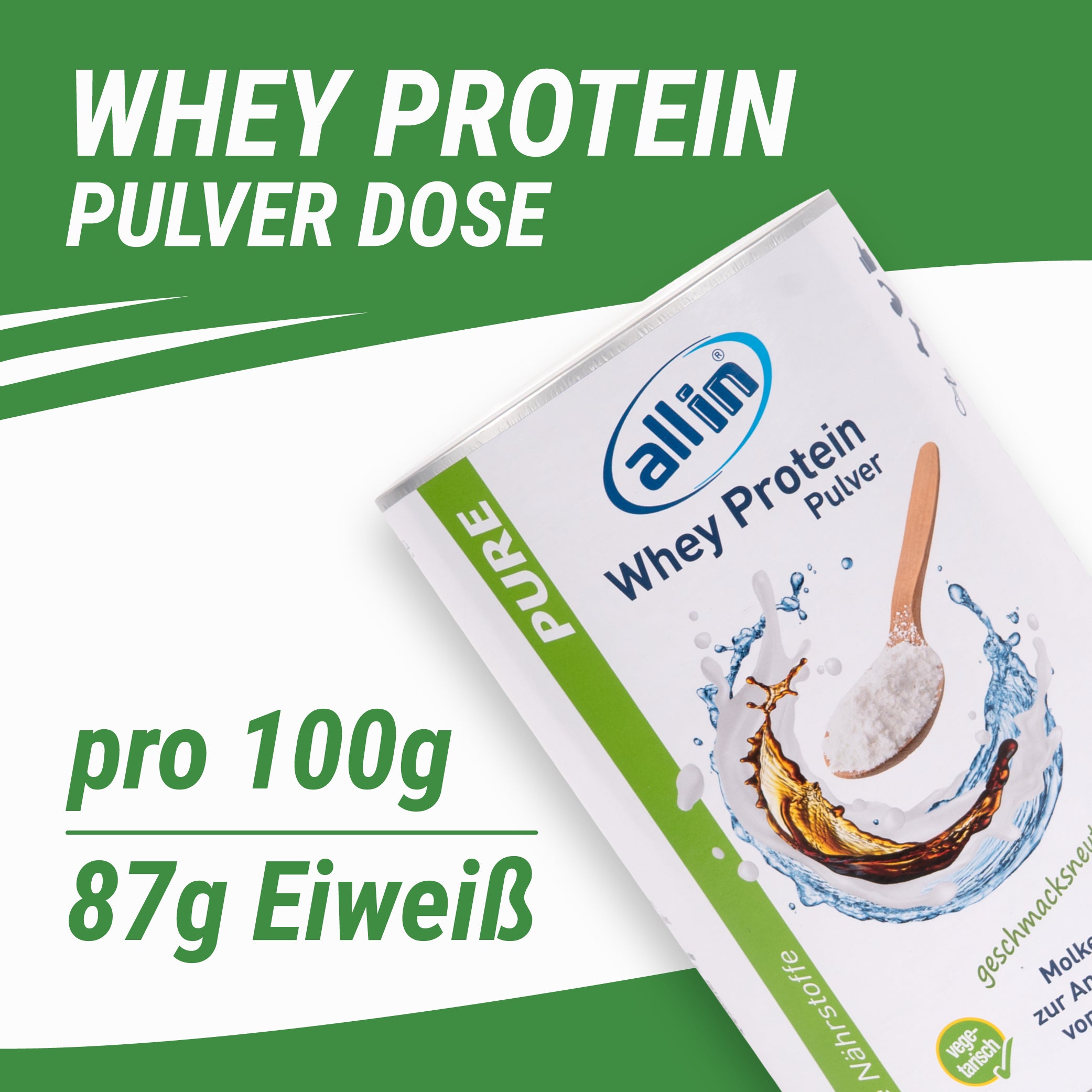 all in® PURE WHEY MOLKEN Protein Pulver (1 x 500 g)