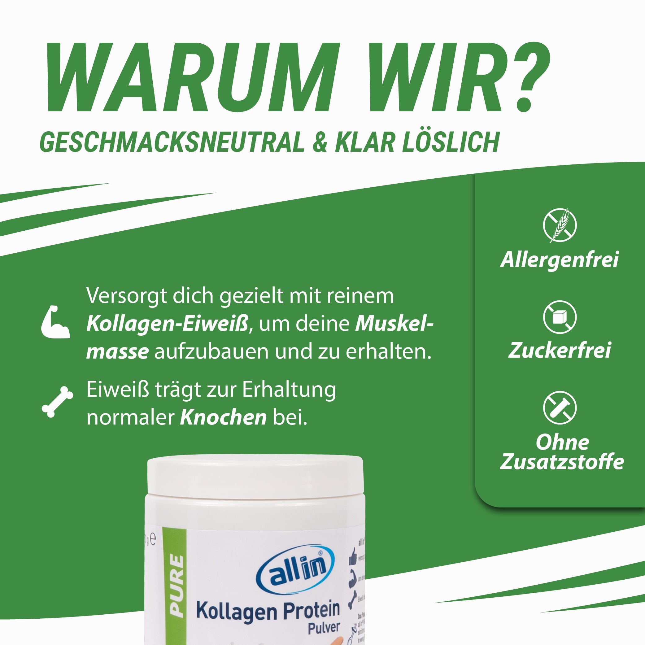 all in® PURE KOLLAGEN Protein Pulver (1 x 150 g)