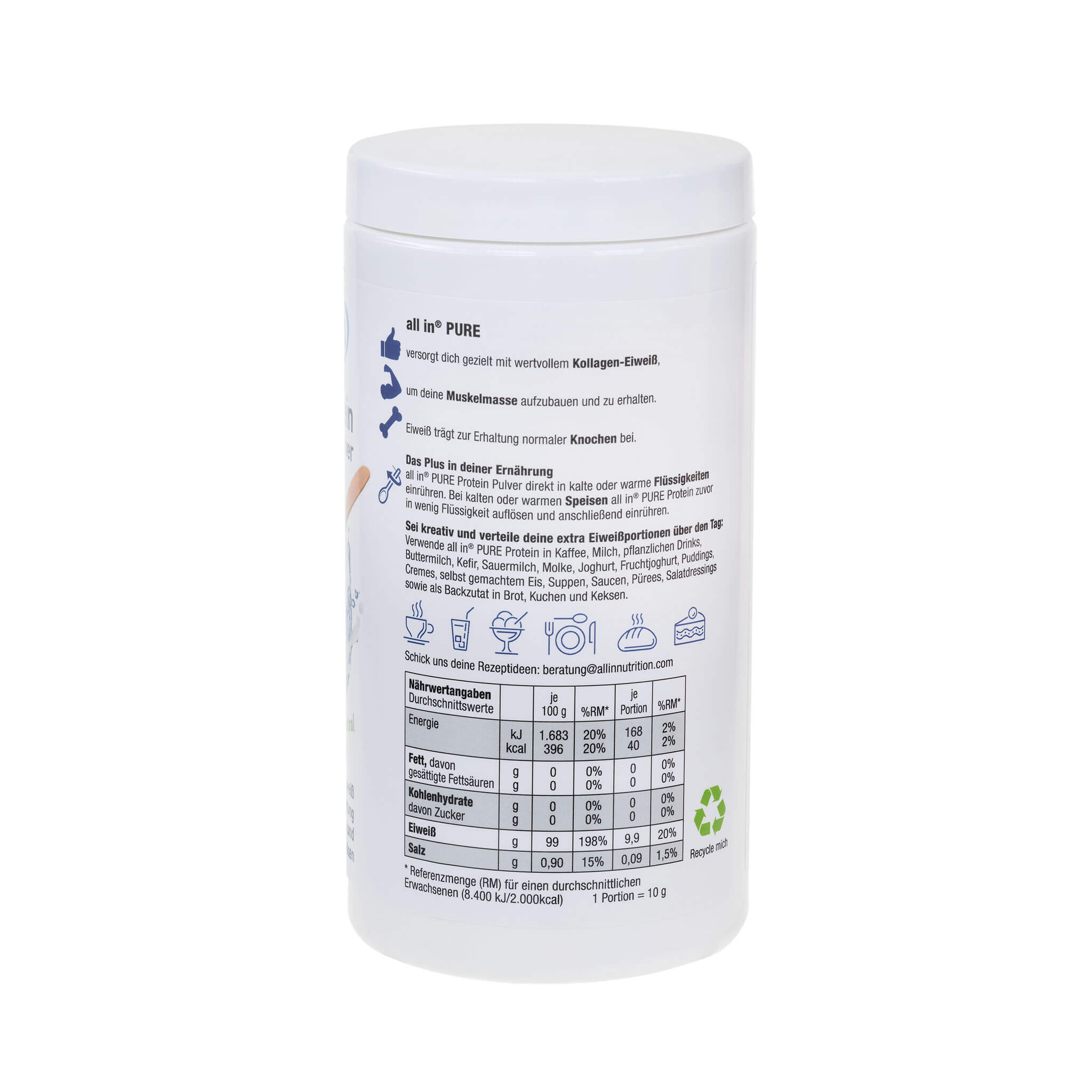 all in® PURE KOLLAGEN Protein Pulver (1 x 150 g)