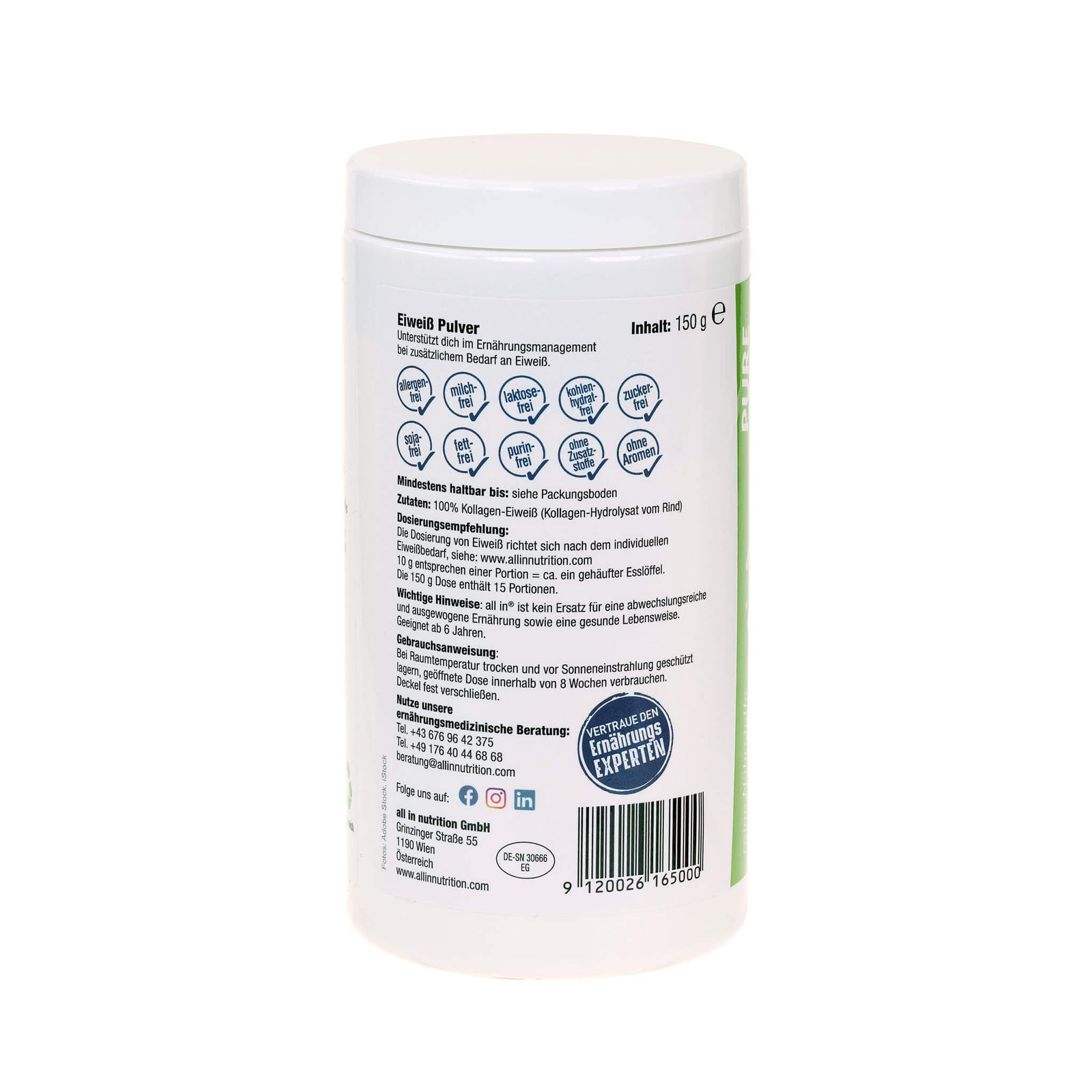 all in® PURE KOLLAGEN Protein Pulver (1 x 150 g)